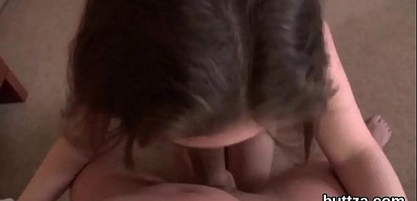  Beautiful semi-nude petite girl gets penetrated in gaped anal